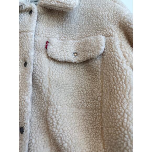 Levi's Strauss Women's Long Sherpa Trucker Style Snap Button/ Zipper Coat - Picture 2 of 7